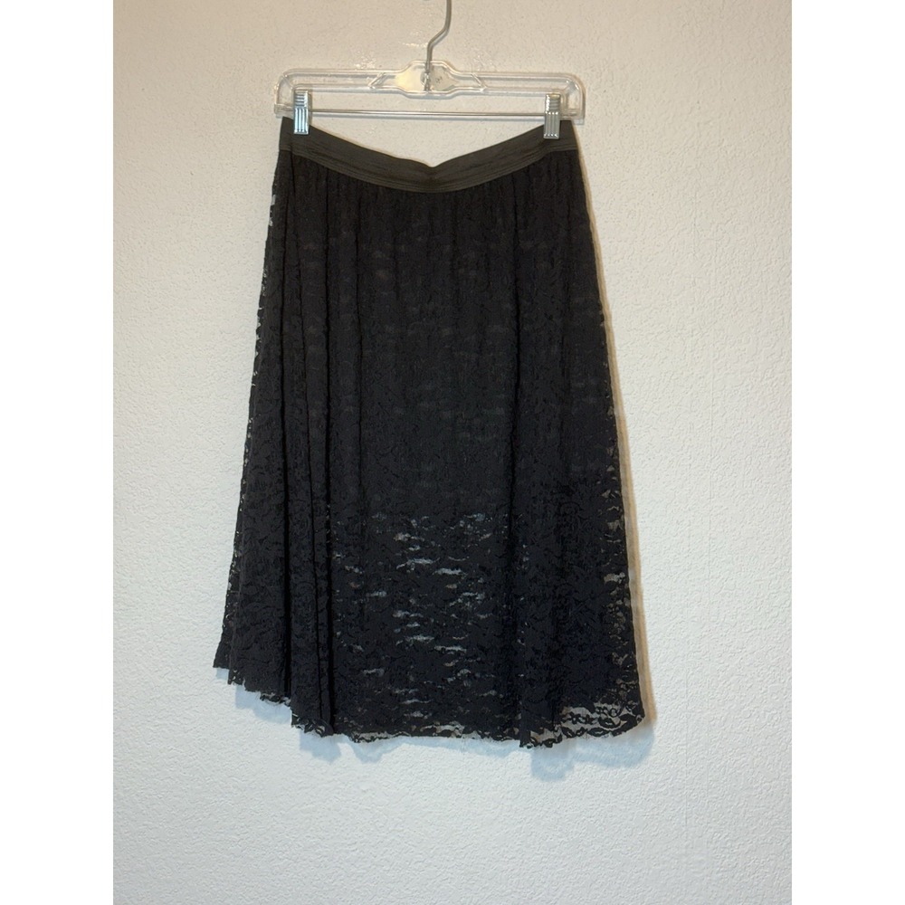Y2K Adam Levine Womens XL Black Lace Midi Skirt Raw Hem Fairy Grunge Whimsigoth